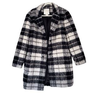 Kate Spade Preppy Academia Woodland Plaid Bow Button Down Wool Coat Women’s 6